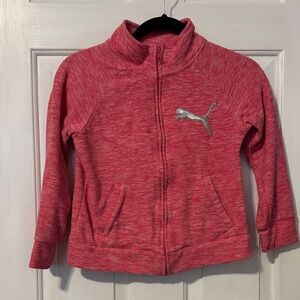 Puma Girls Pink and Silver PUMA emblem Zip-Up Hoodie M (8/10)